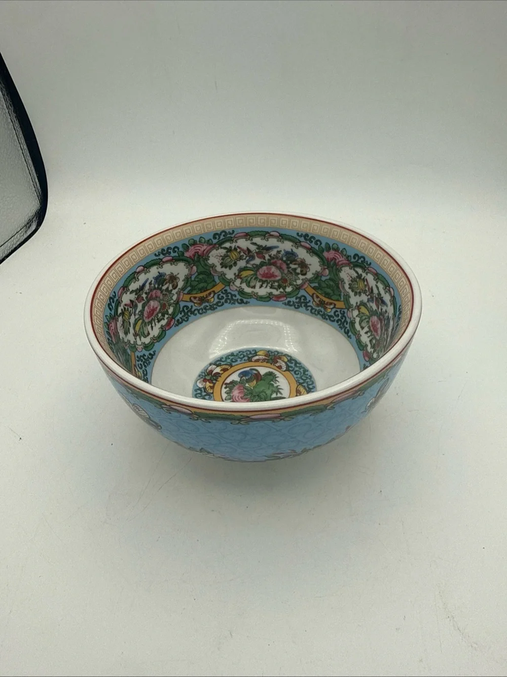Williams Sonoma Blue Floral Butterfly Ceramic Bowl